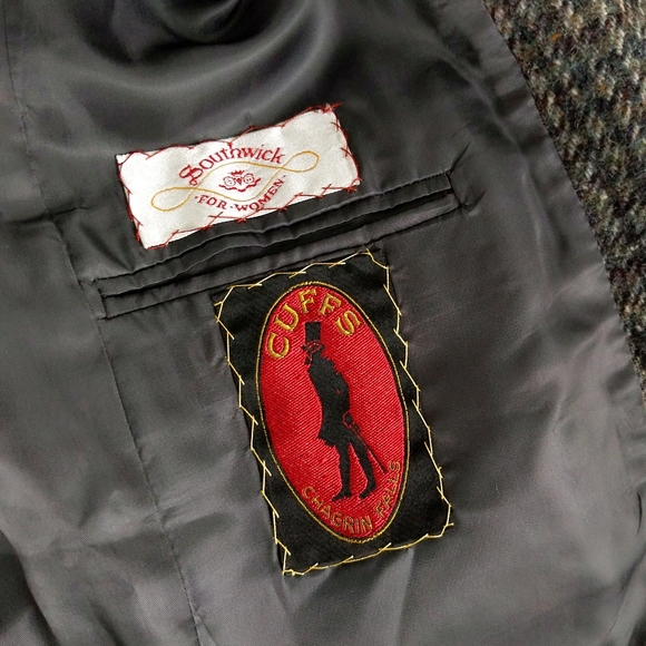 Vtg Houndstooth Tweed Wool Boyfriend Blazer S - Picture 6 of 6